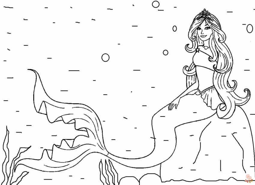 Coloriage Barbie Sirene Arc en Ciel