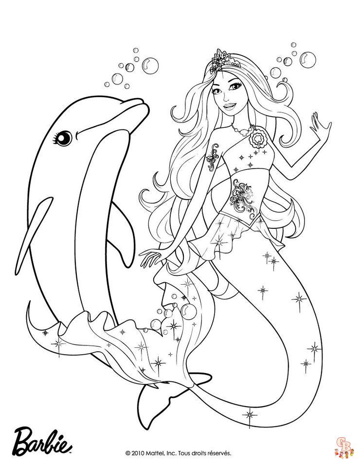 Coloriage Barbie Sirene Arc en Ciel