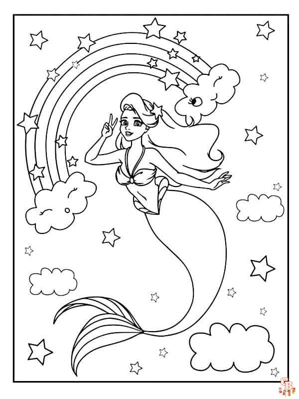 Coloriage Barbie Sirene Arc en Ciel