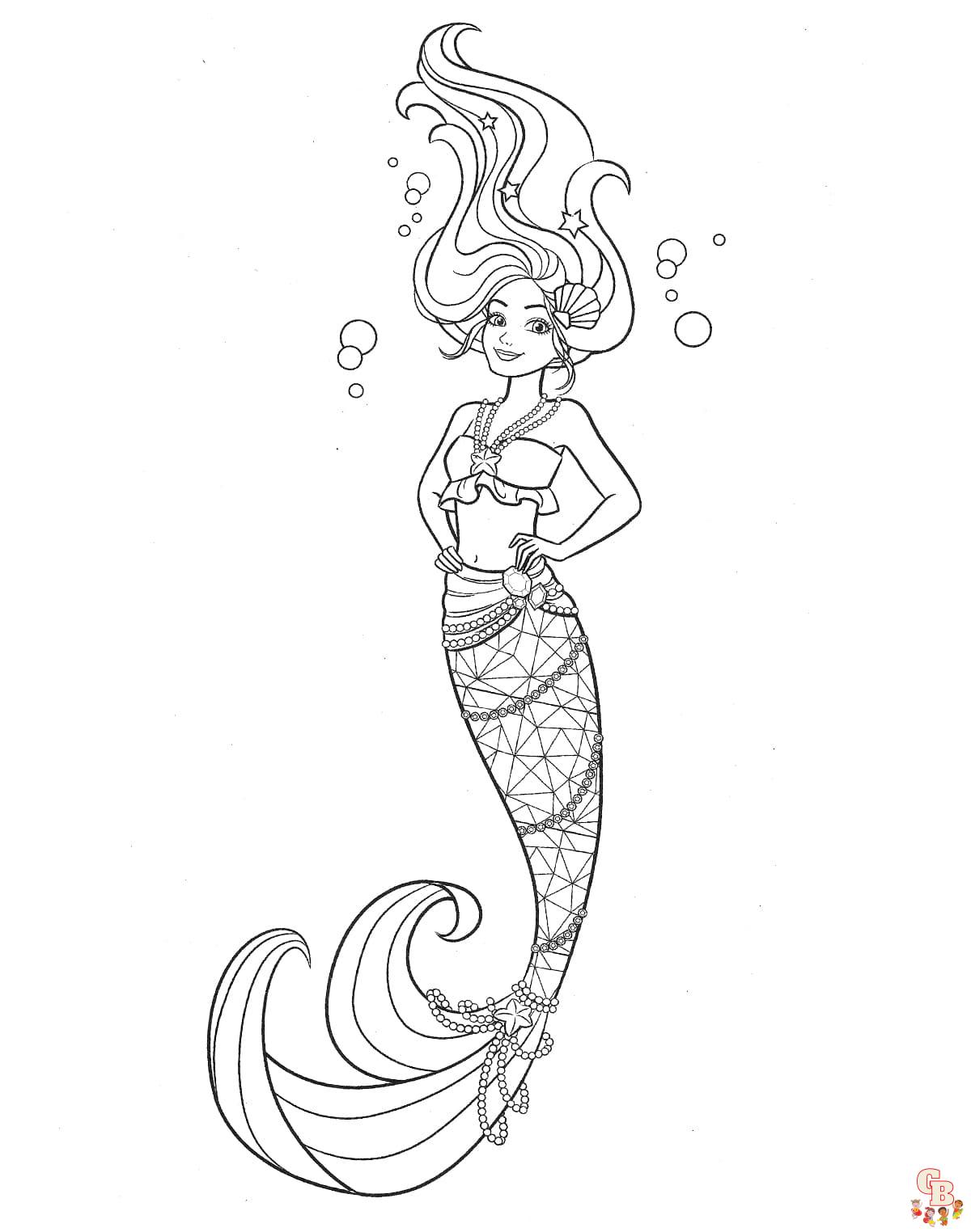 Coloriage Barbie Sirene Multicolore