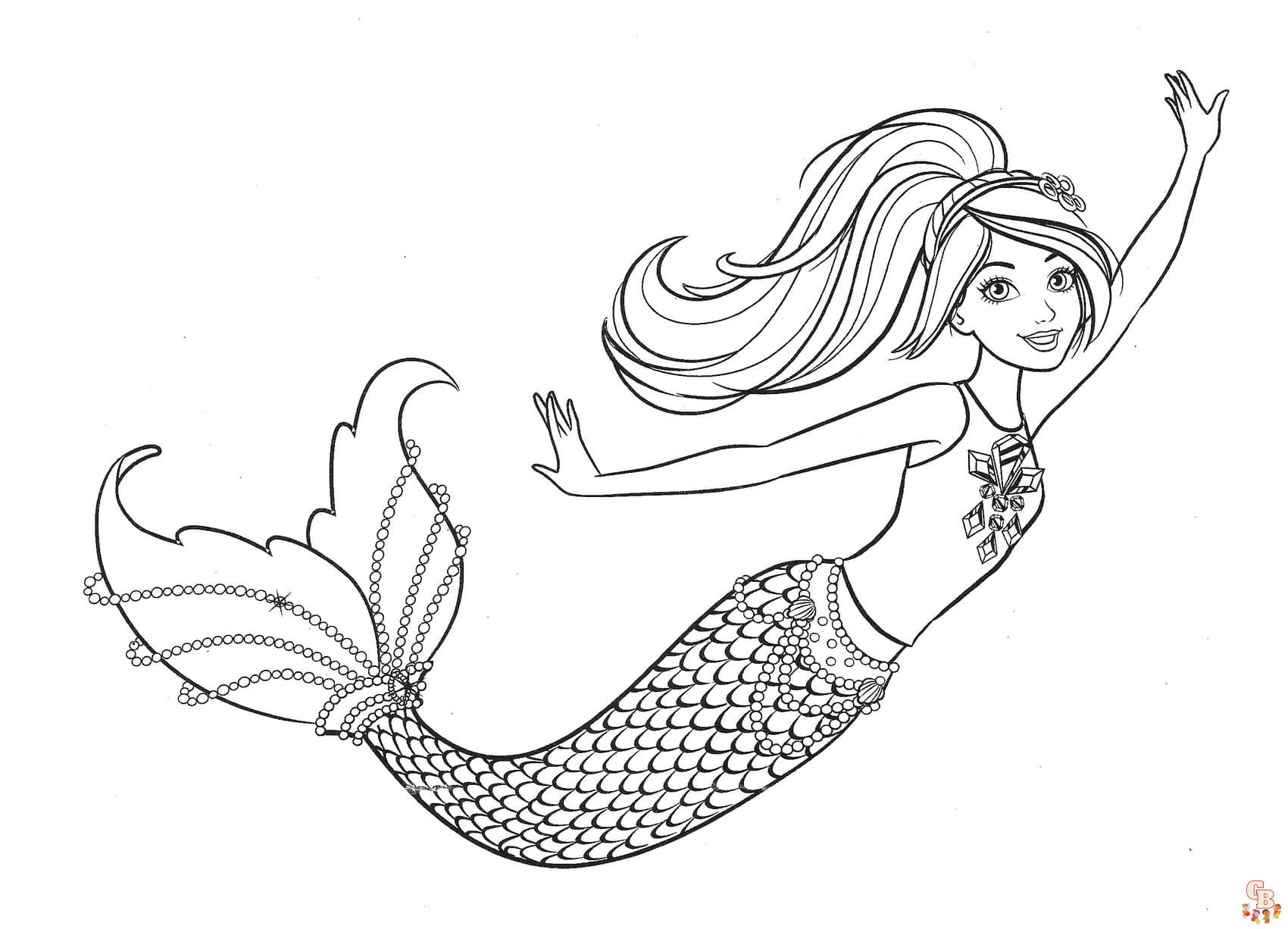 Coloriage Barbie Sirene Multicolore