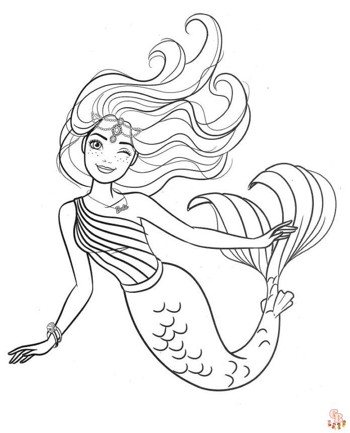 Coloriage Barbie Sirene Multicolore