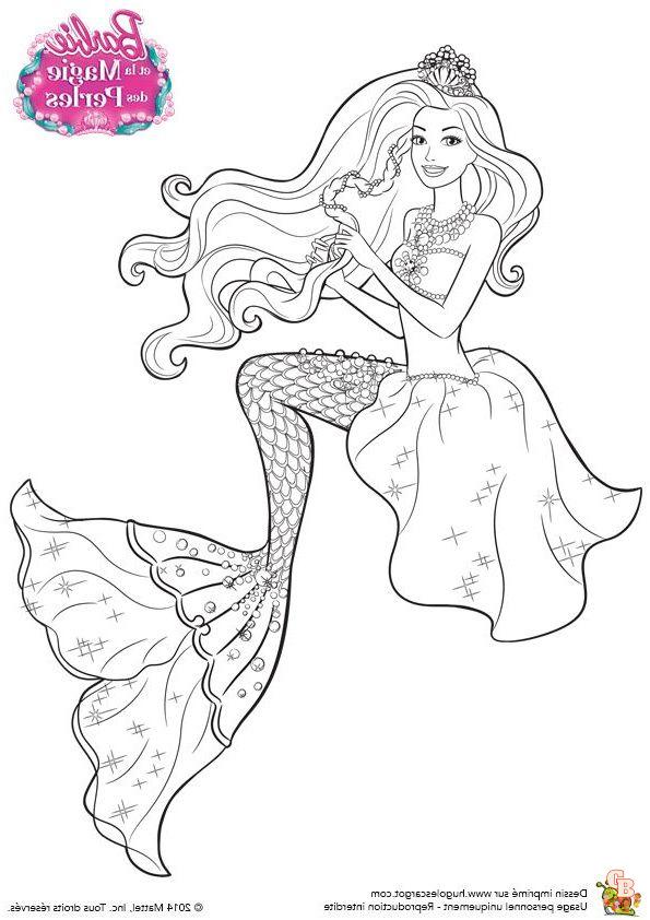 Coloriage Barbie Sirene Multicolore