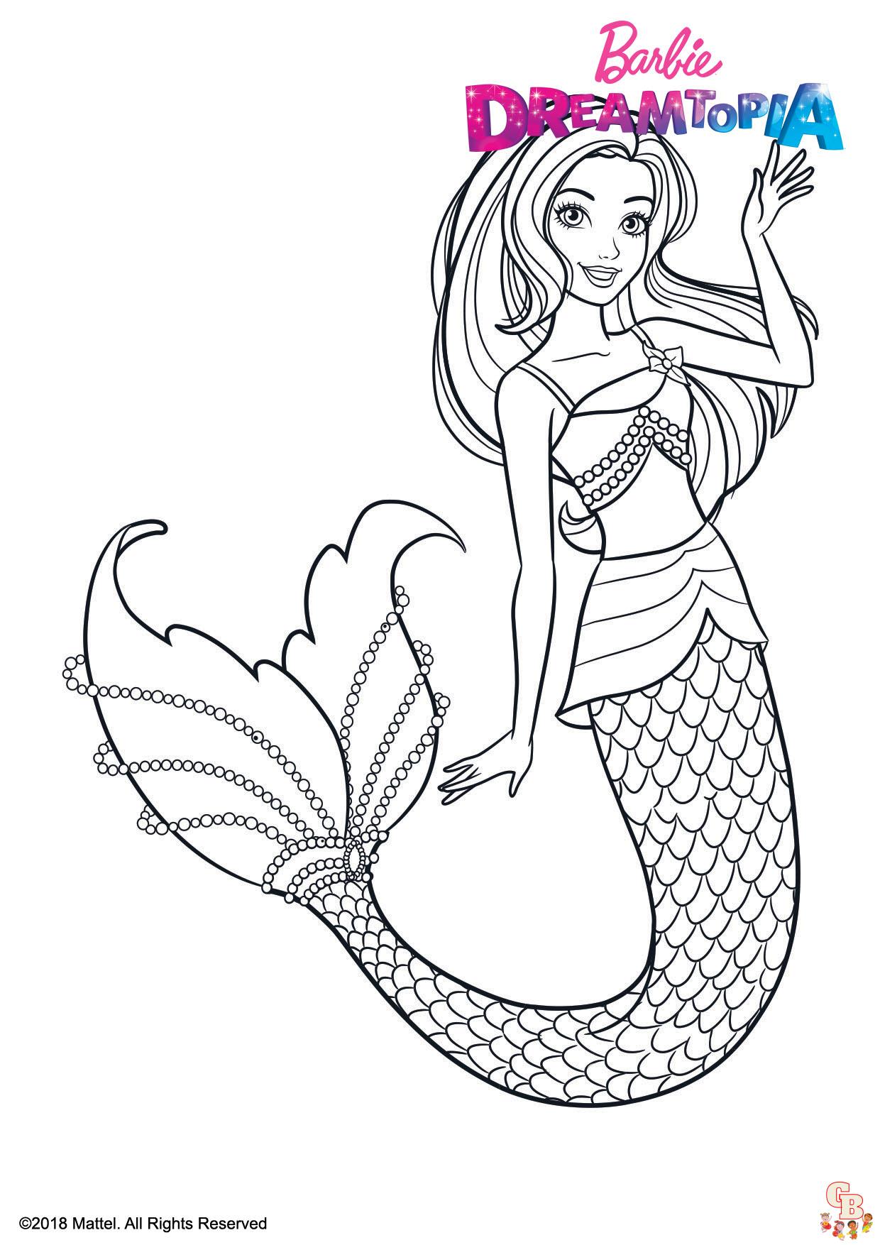 Coloriage Barbie Sirene Multicolore