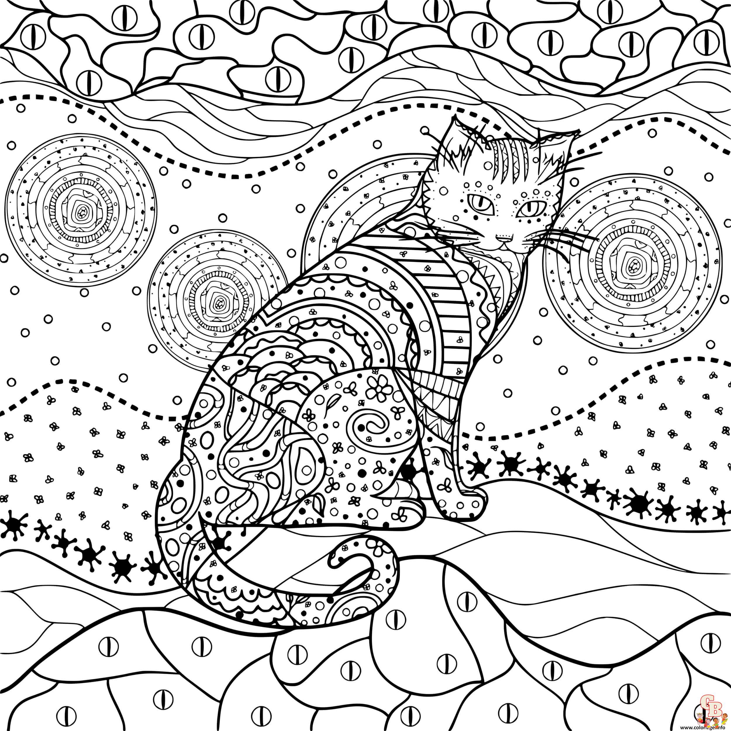 Coloriage Chat Mandala