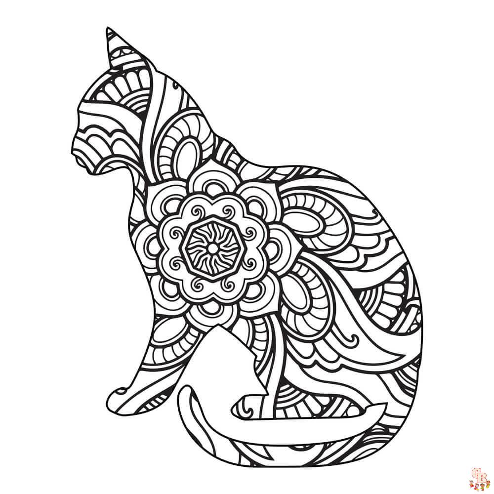 Coloriage Chat Mandala