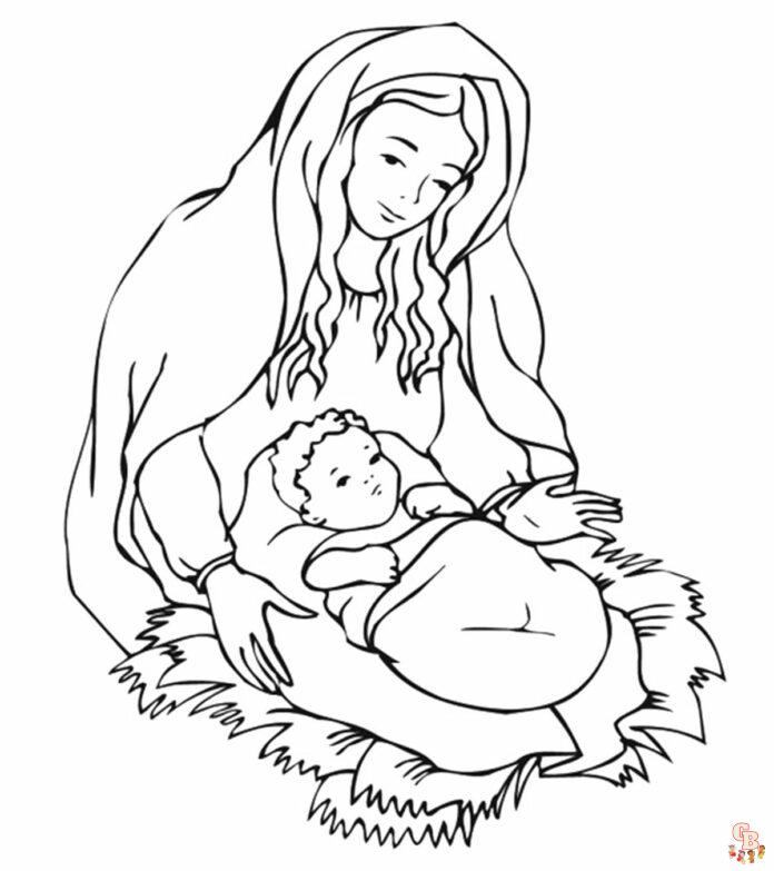 Coloriage Joseph Marie et le nouveau petit bebe