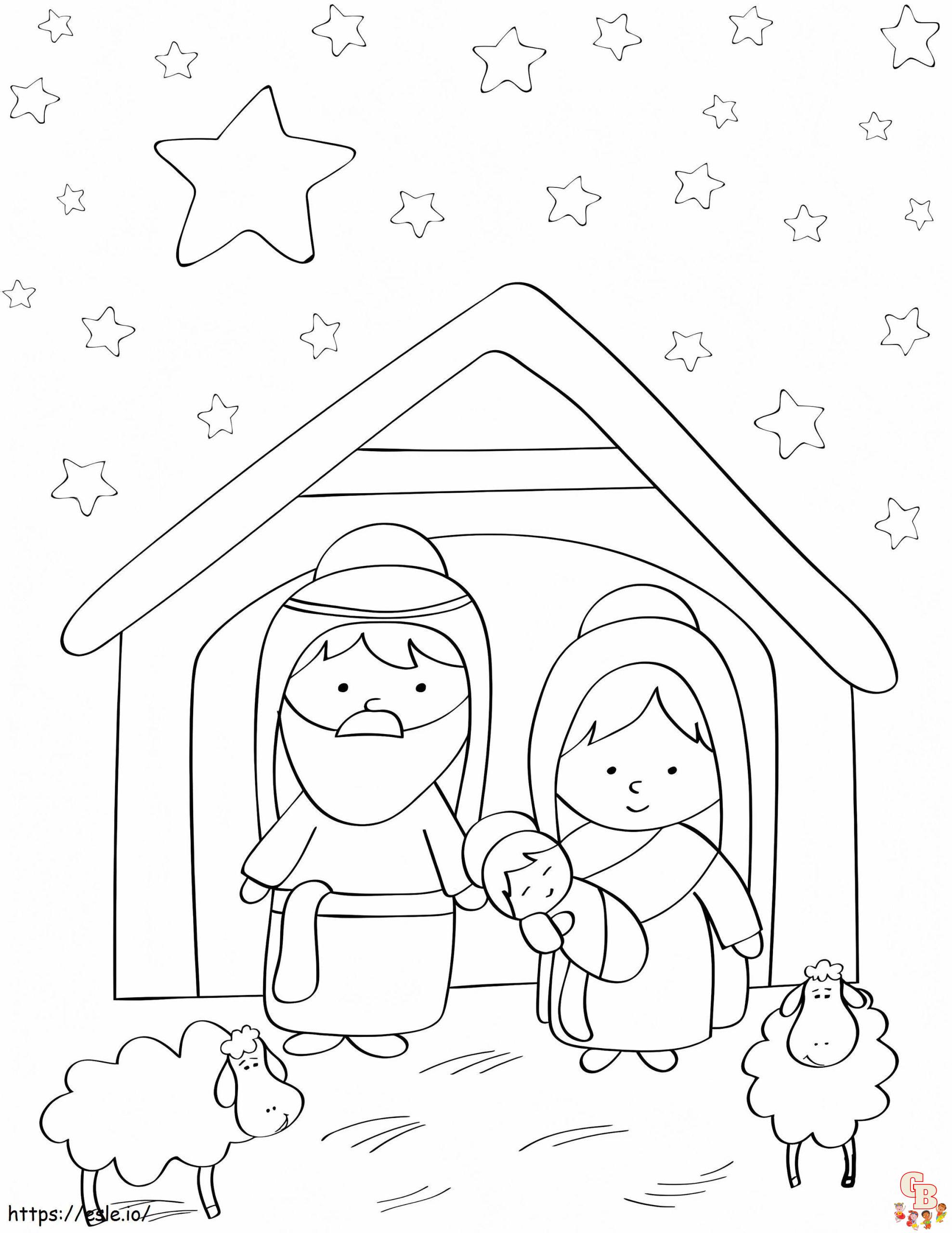 Coloriage Joseph Marie et le nouveau petit bebe