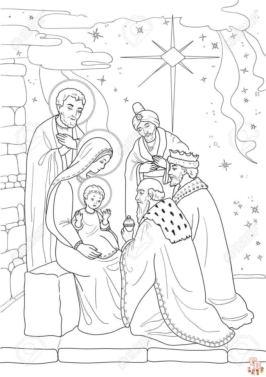 Coloriage Joseph Marie et le nouveau petit bebe