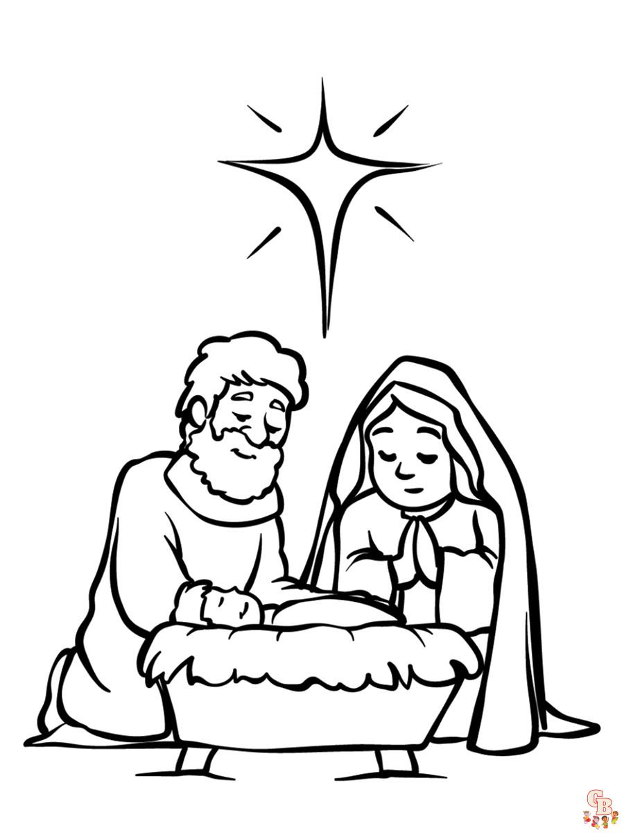 Coloriage Joseph Marie et le nouveau petit bebe