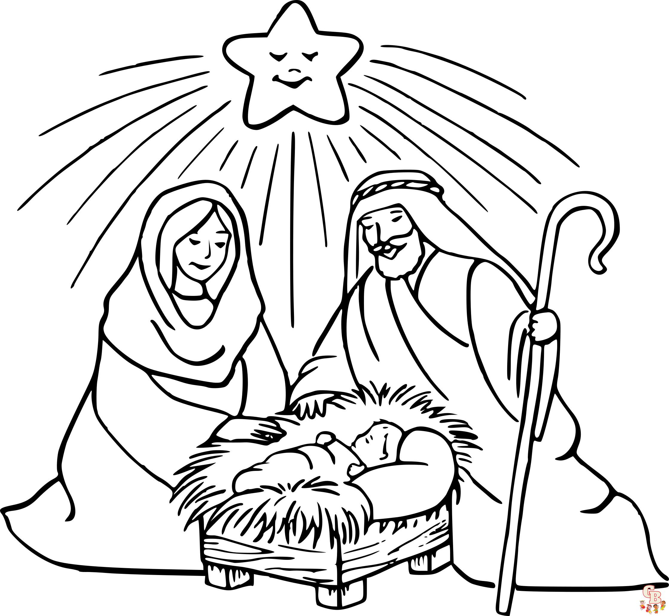 Coloriage Joseph Marie et le nouveau petit bebe