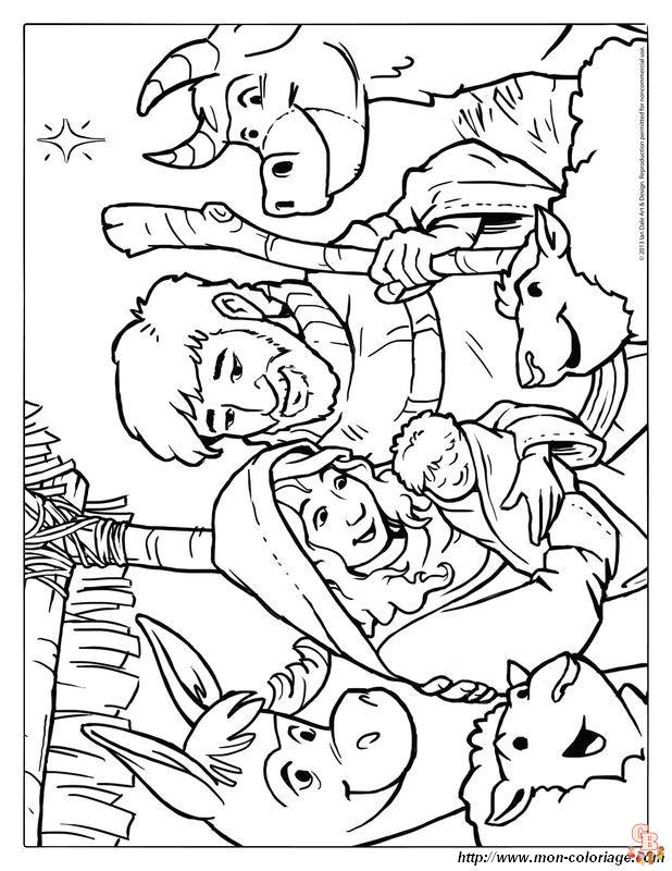 Coloriage Joseph Marie et le nouveau petit bebe