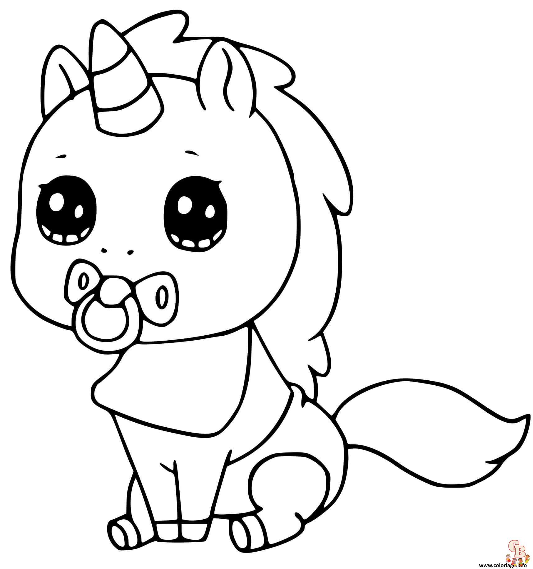 Coloriage Licorne Kawaii