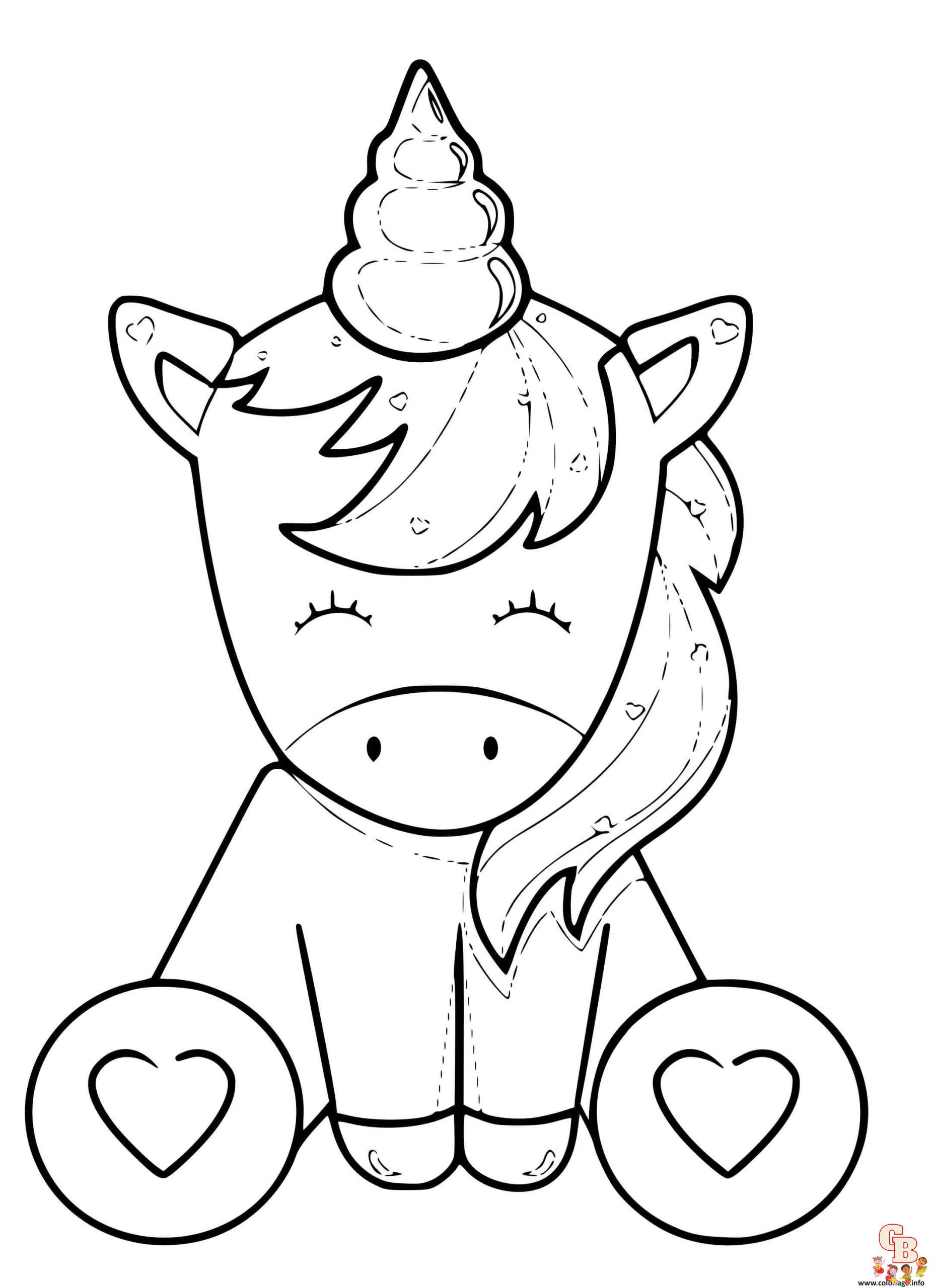 Coloriage Licorne Kawaii