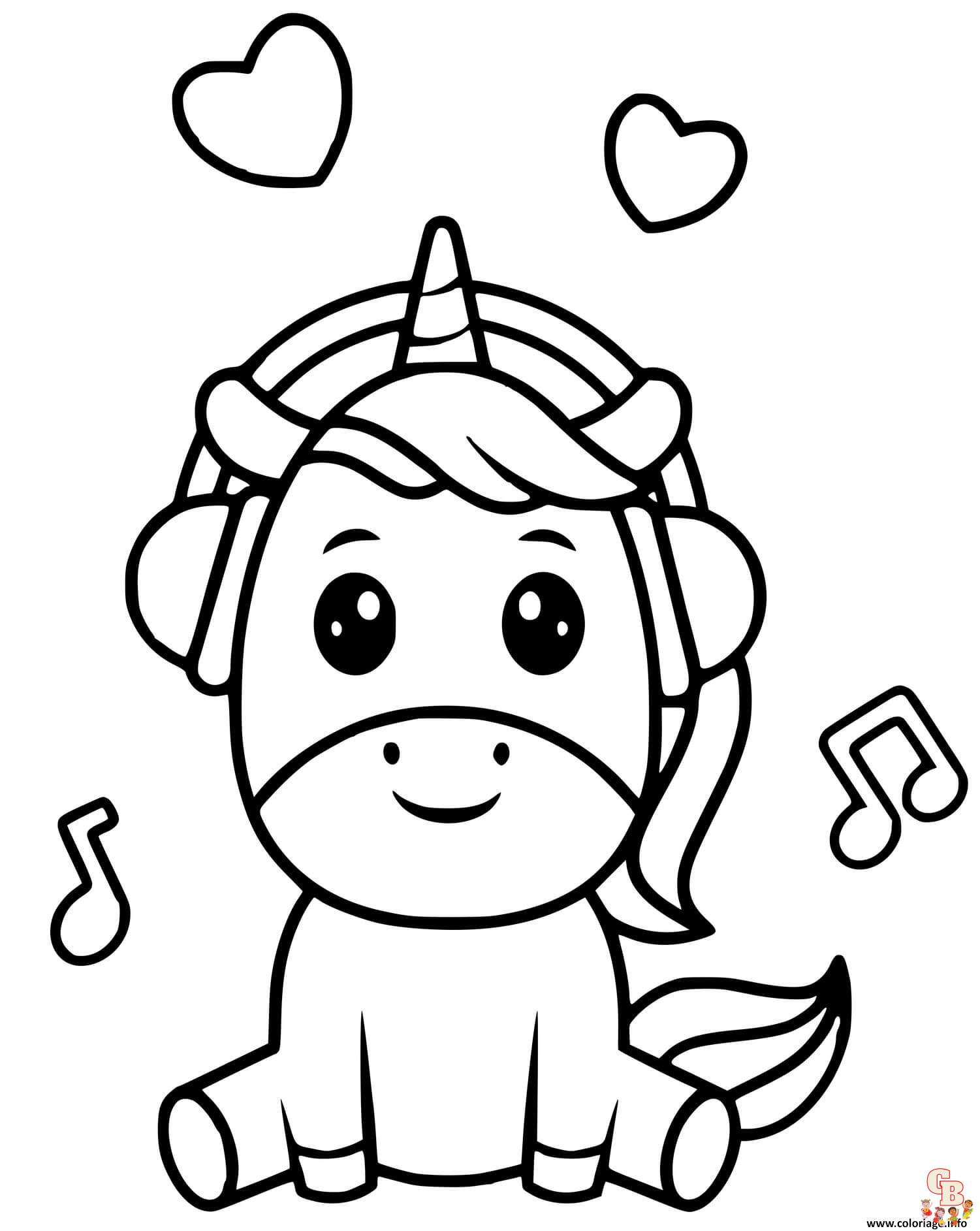 Coloriage Licorne Kawaii