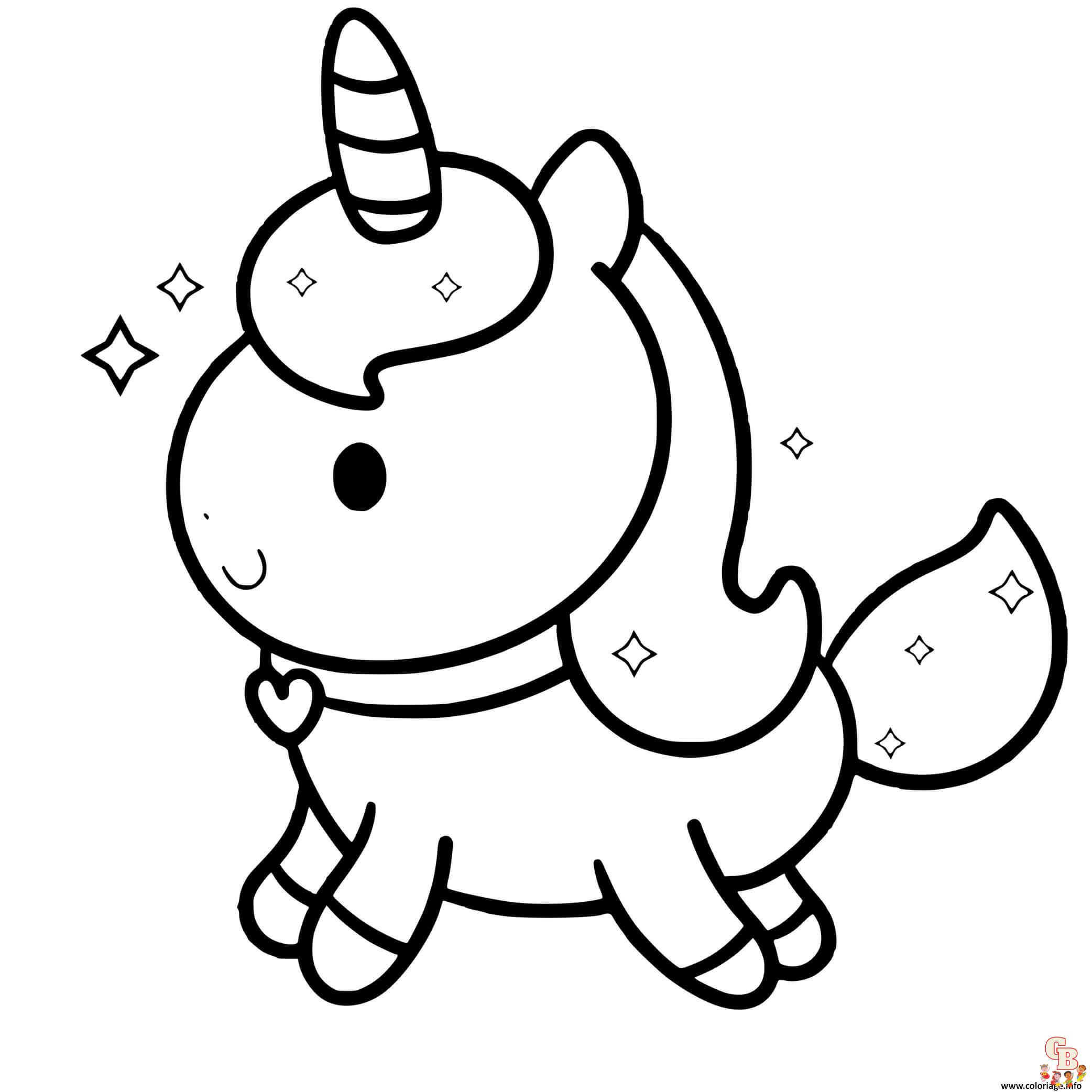 Coloriage Licorne Kawaii