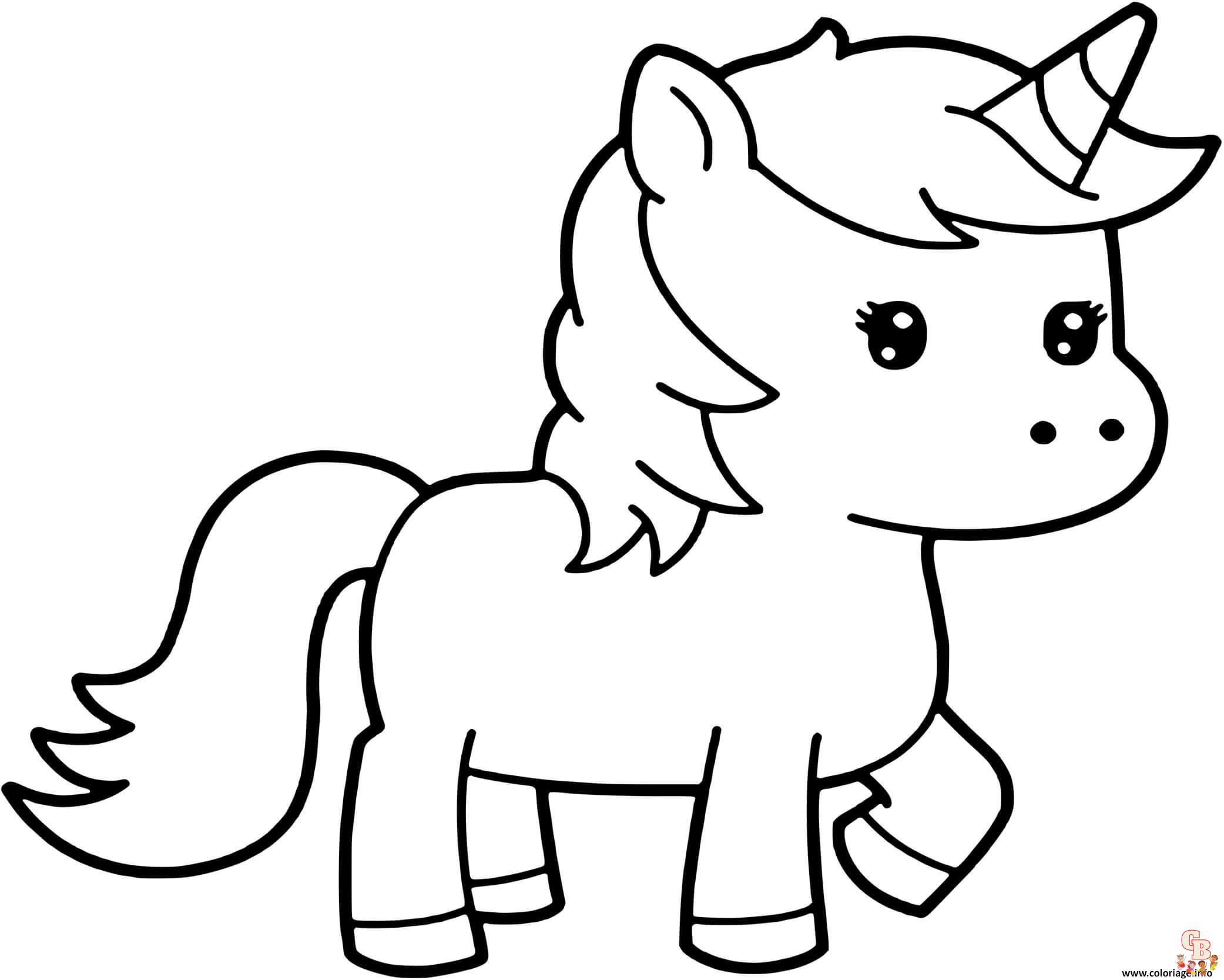 Coloriage Licorne Kawaii