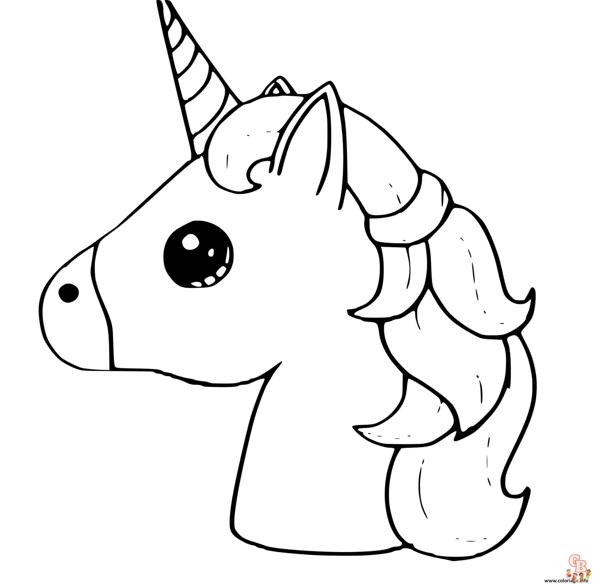 Coloriage Licorne Kawaii