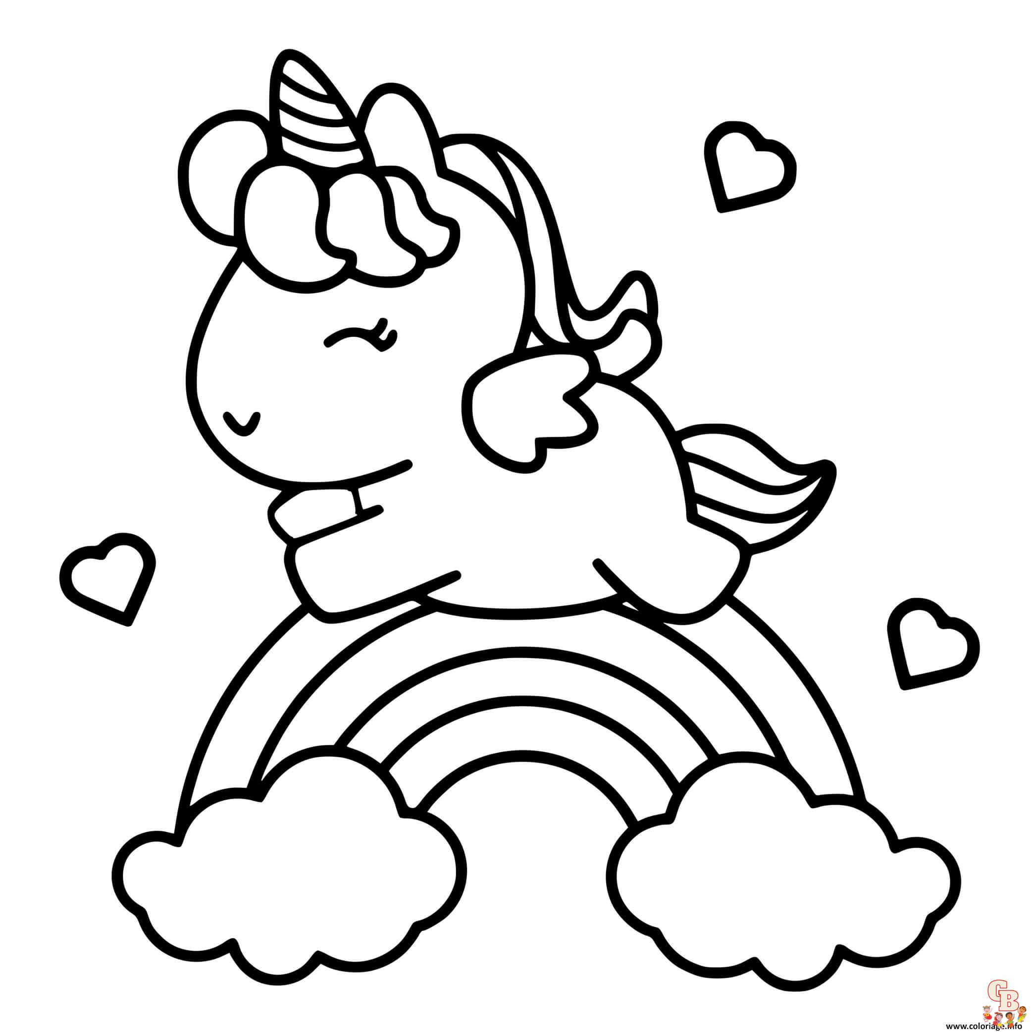 Coloriage Licorne Kawaii