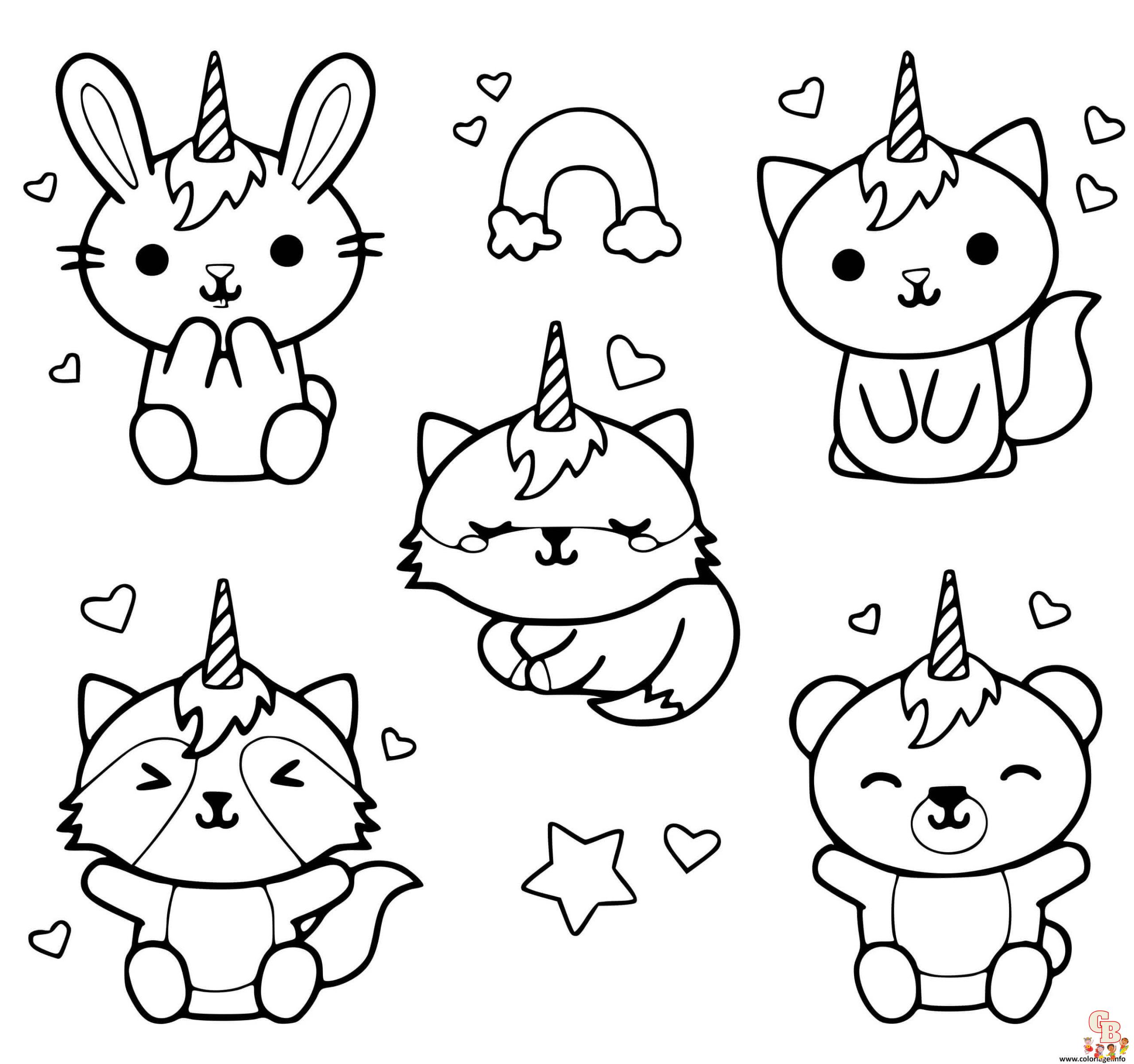 Coloriage Licorne Kawaii