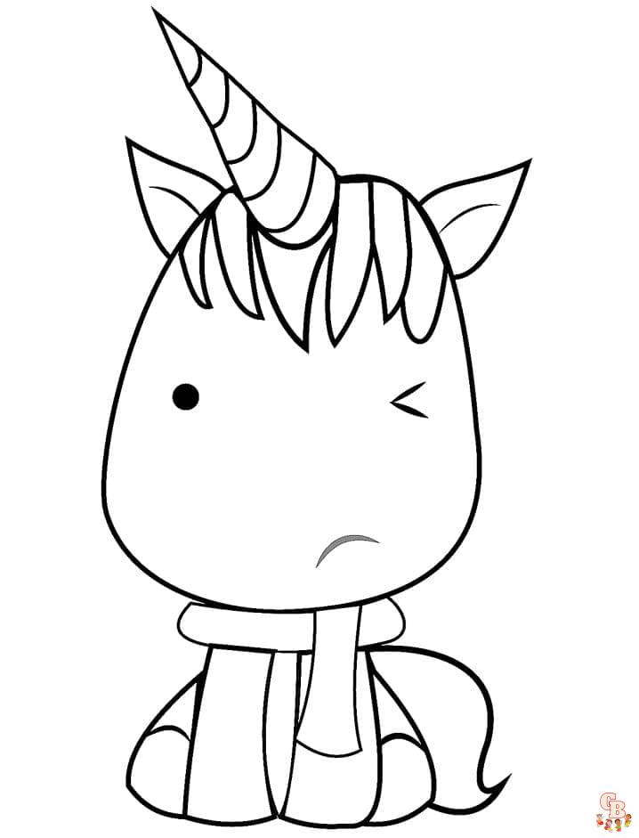 Coloriage Licorne Kawaii