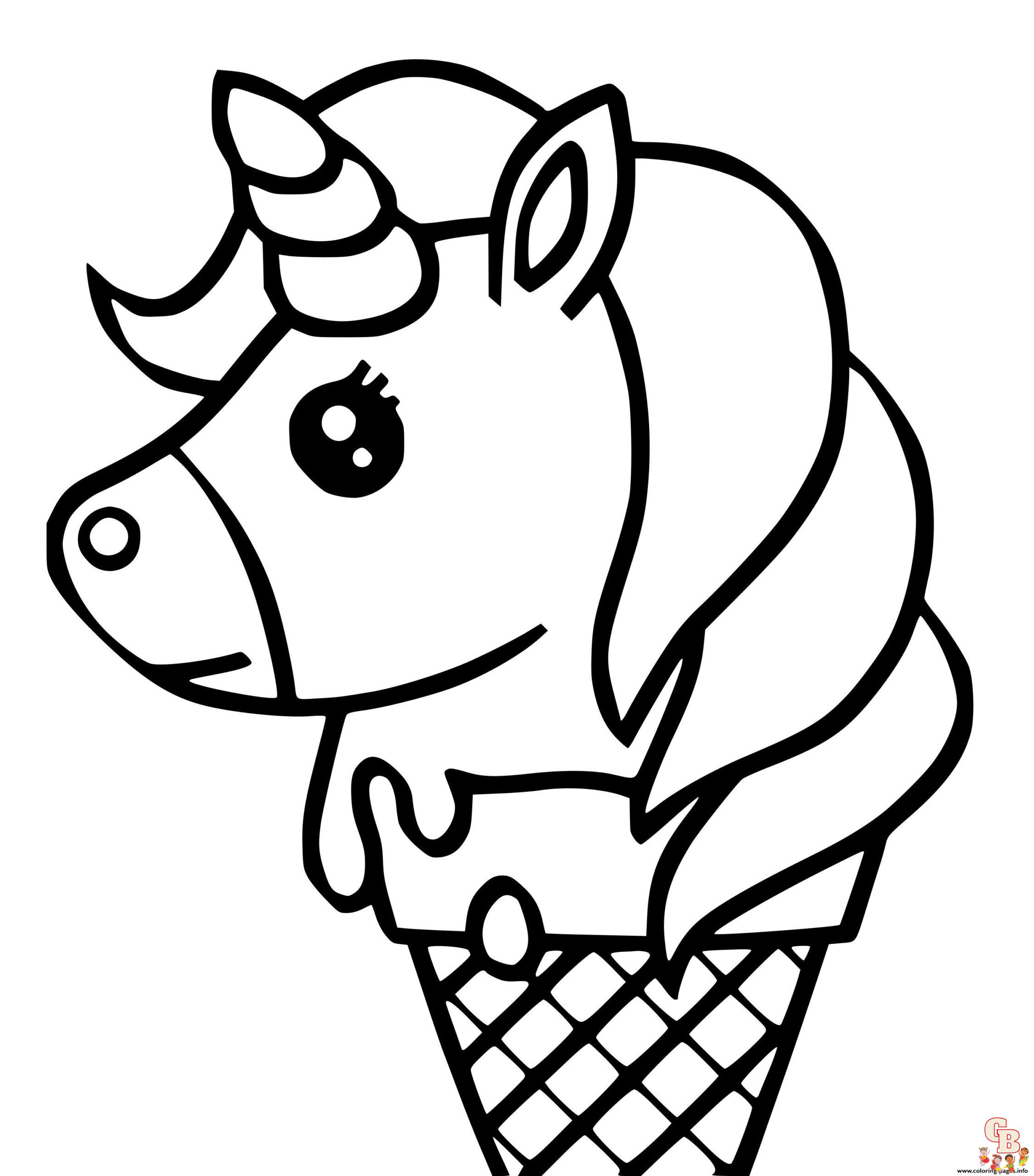 Coloriage Licorne Kawaii