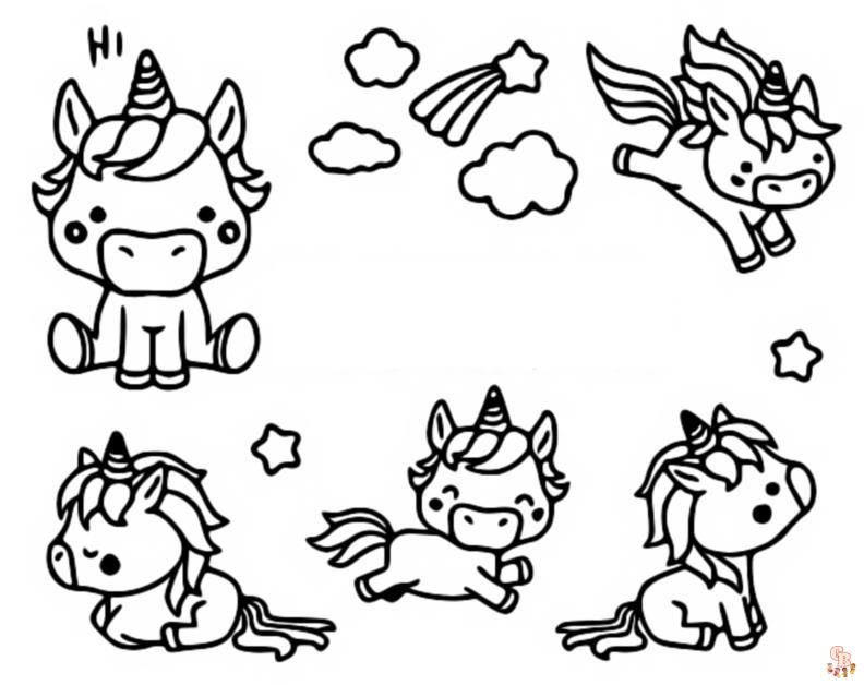 Coloriage Licorne Kawaii