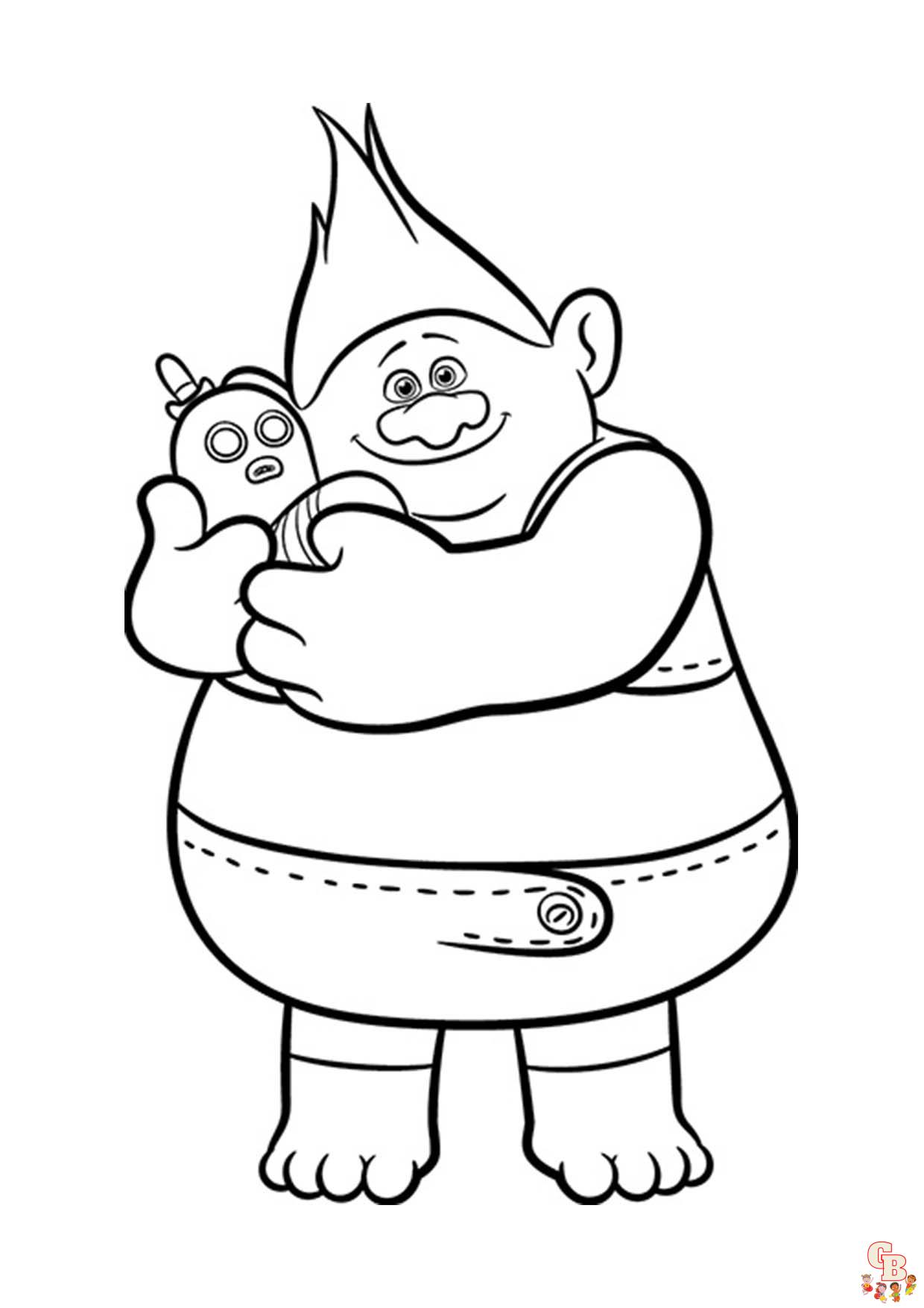 Coloriage Trolls Biggie et Monsieur Dinkles