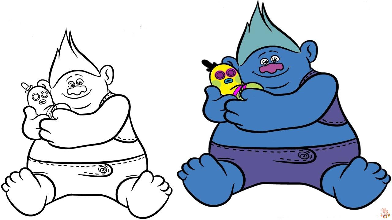 Coloriage Trolls Biggie et Monsieur Dinkles