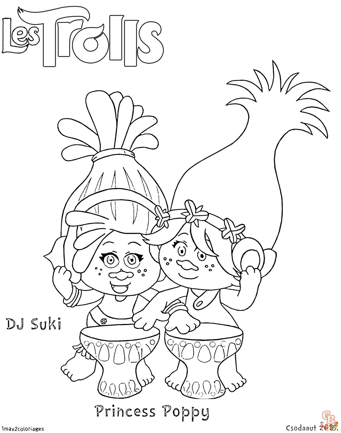 Coloriage Trolls DJ Suki