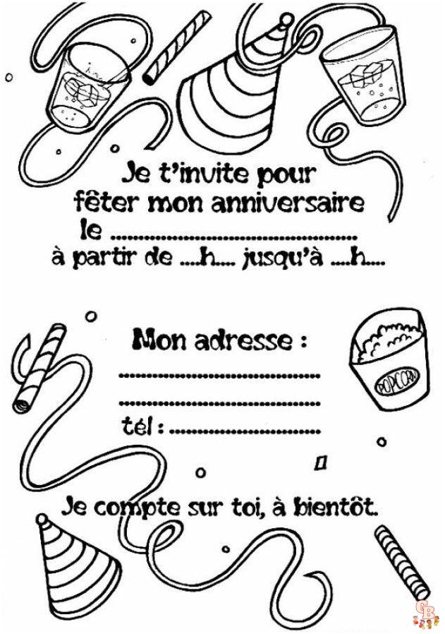 Coloriage carton invitation