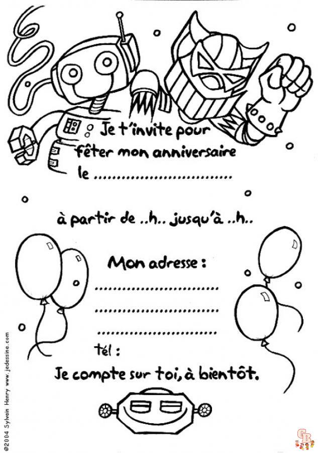 Coloriage carton invitation