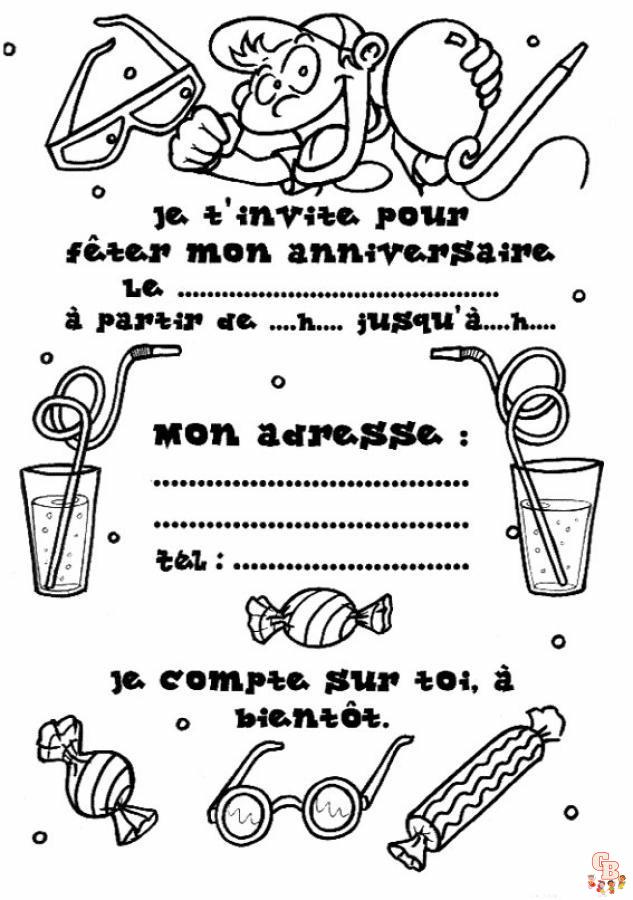 Coloriage carton invitation