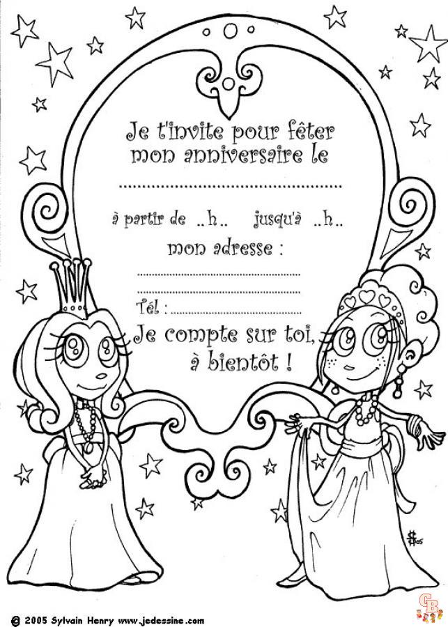 Coloriage carton invitation