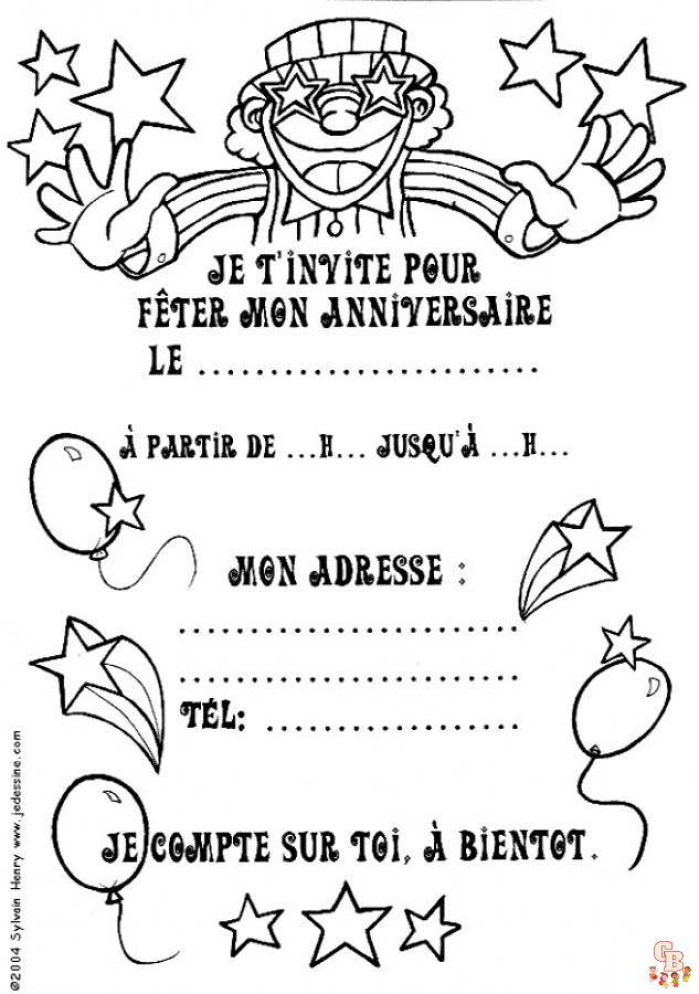 Coloriage carton invitation