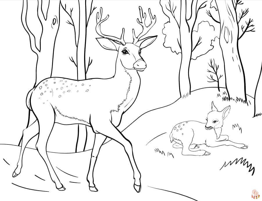 Coloriage faon biche mignon