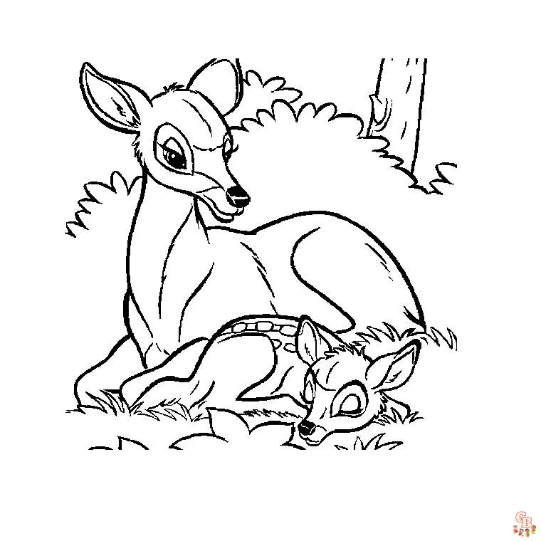 Coloriage faon biche mignon