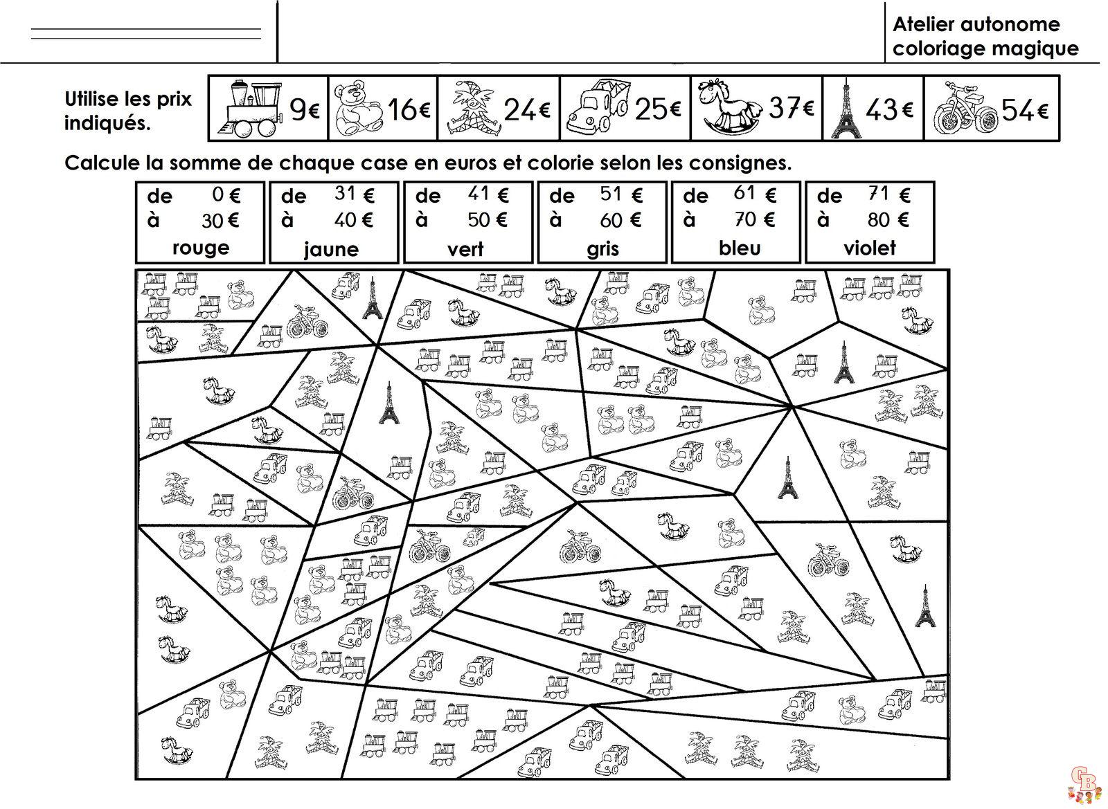 Coloriage Calcul