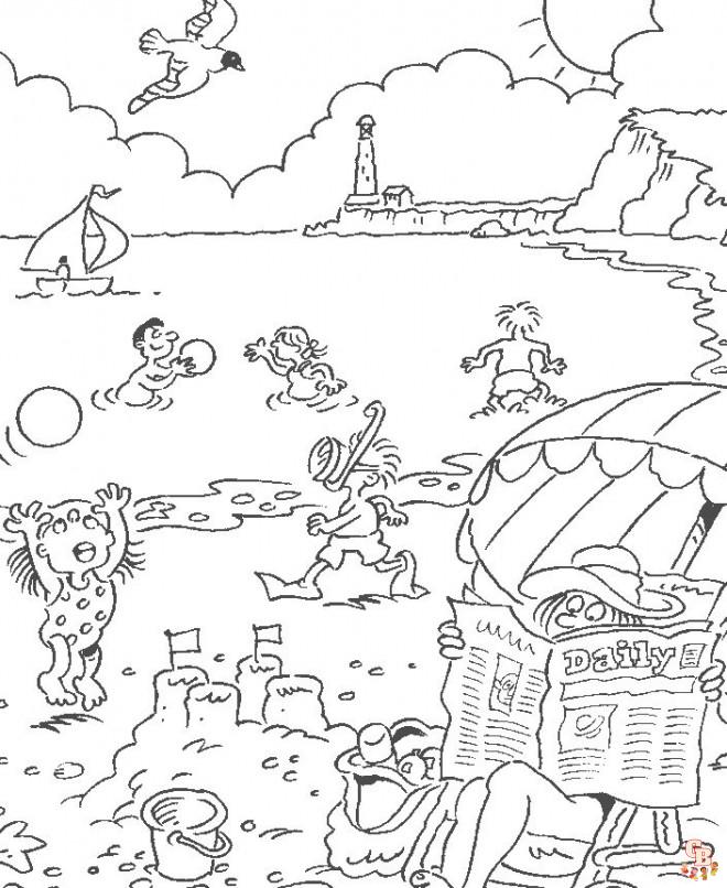 Coloriage Course sur la plage