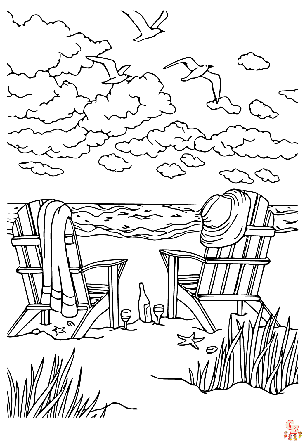 Coloriage Course sur la plage