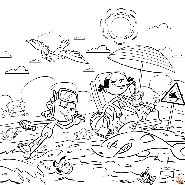 Coloriage Course sur la plage