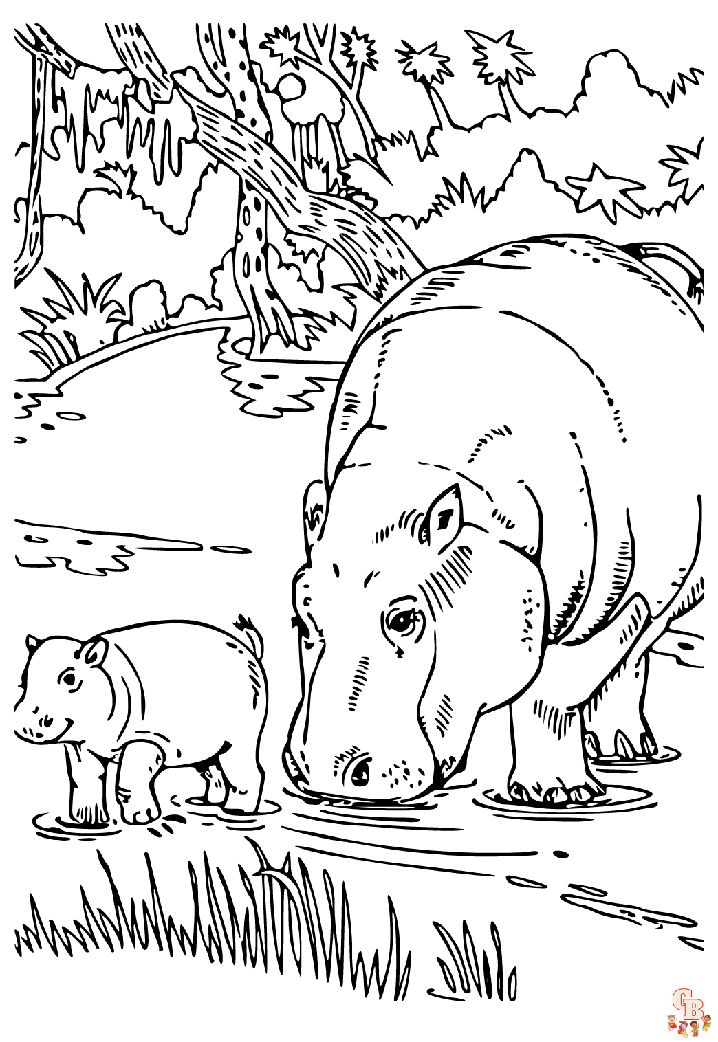 Coloriage Hippopotame