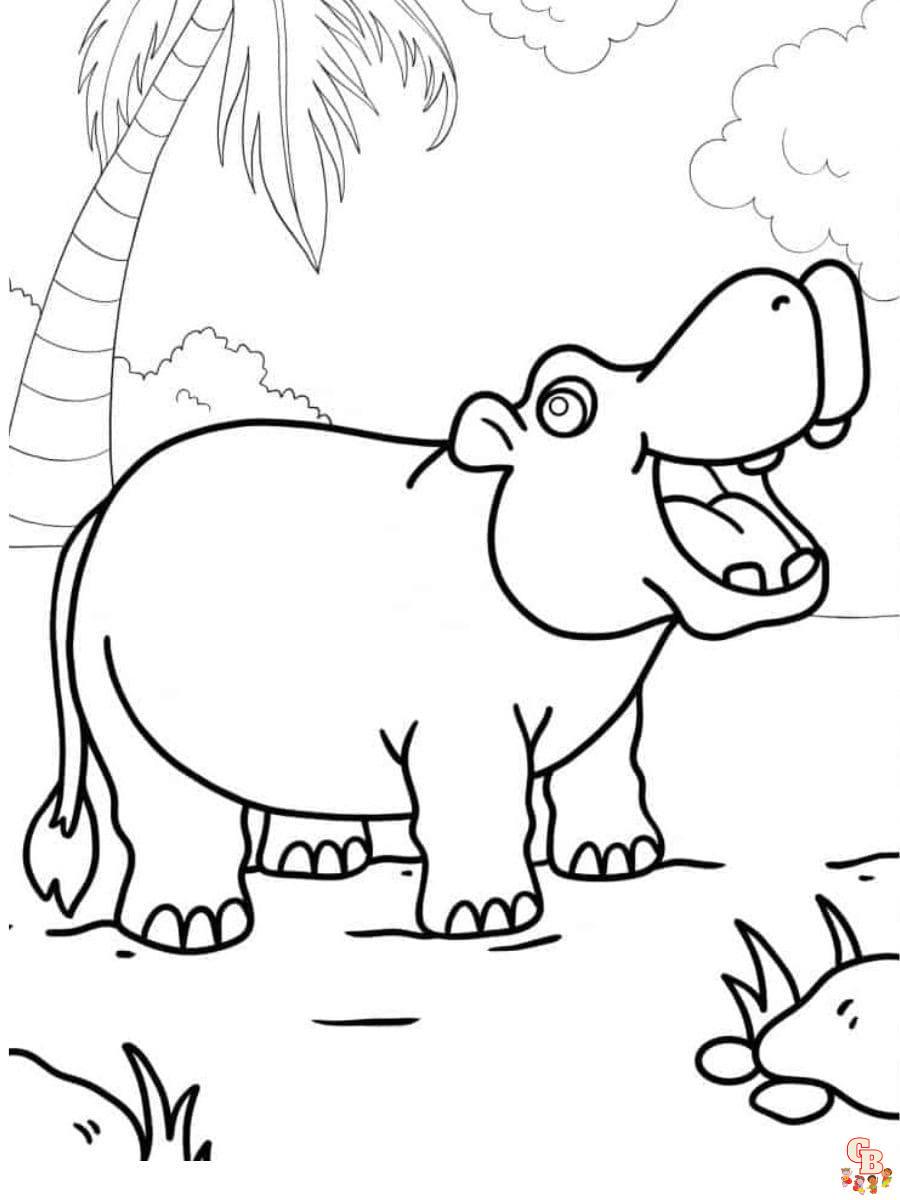 Coloriage Hippopotame