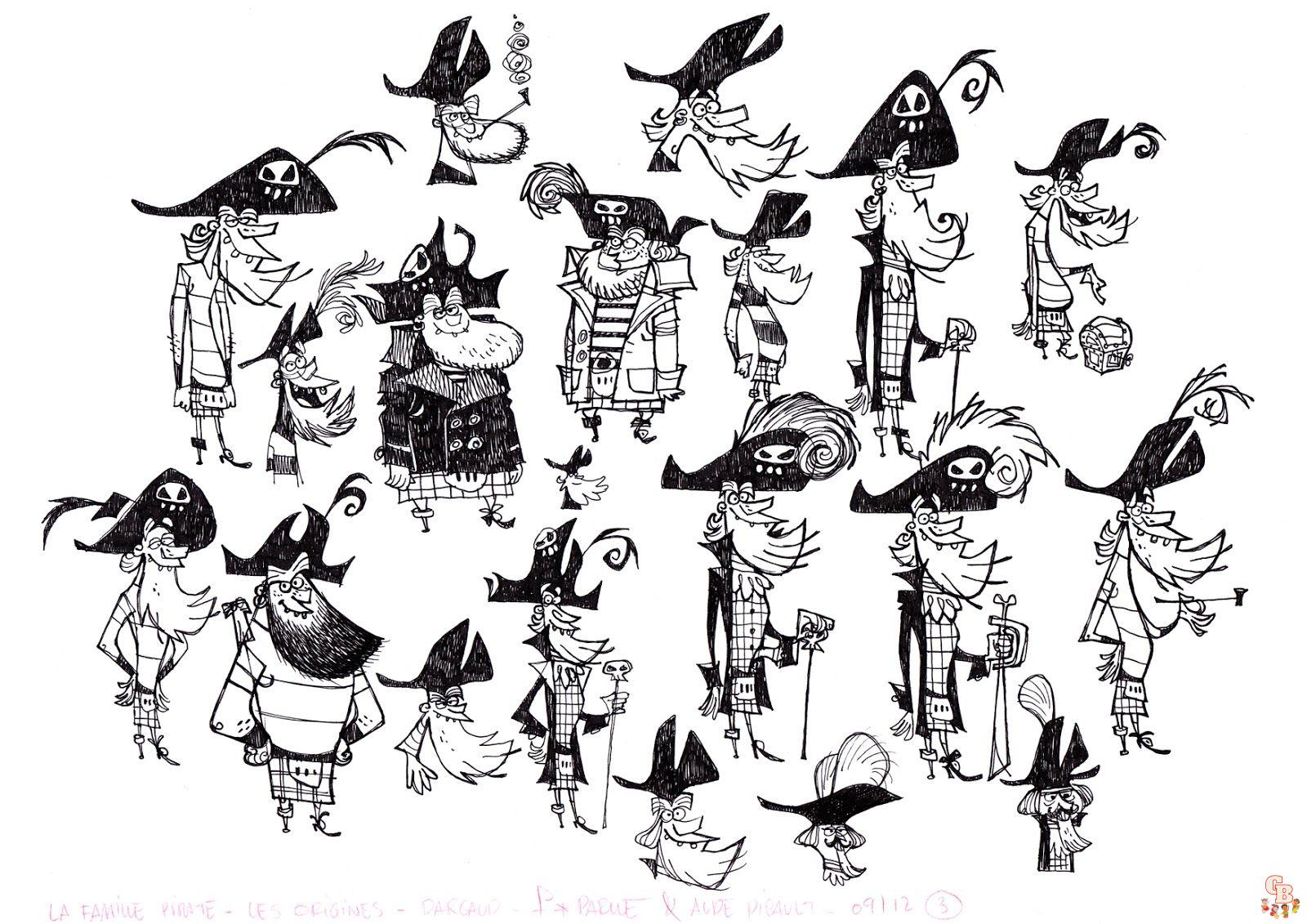 Coloriage La famille pirate