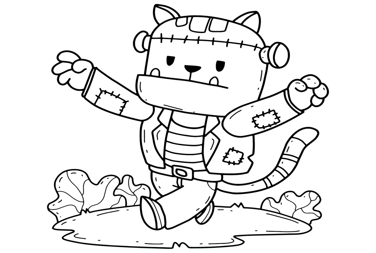 Coloriage Le chat de Frankenstein