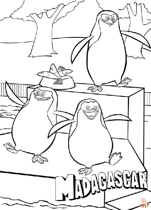 Coloriage Les Pingouins de Madagascar