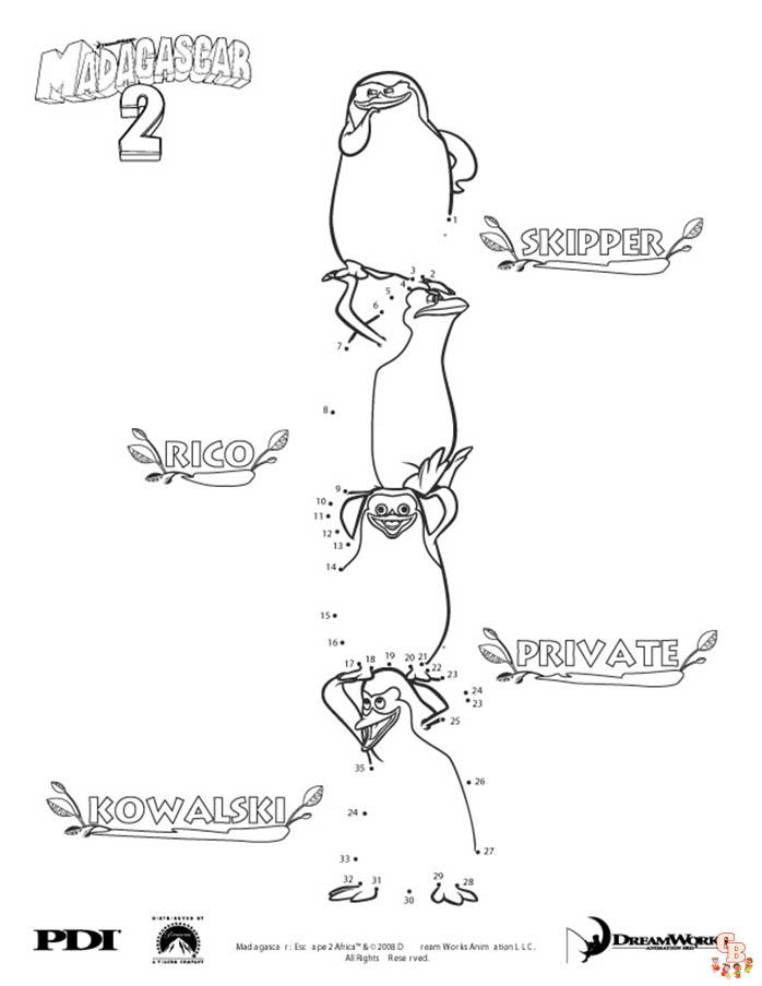 Coloriage Les Pingouins de Madagascar