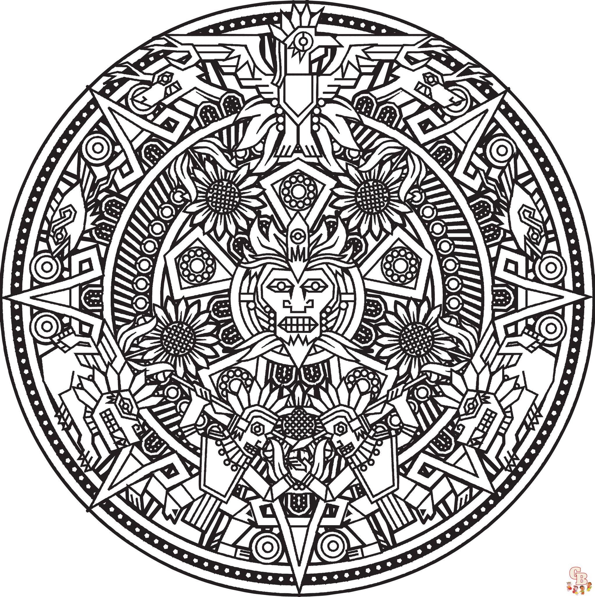 Coloriage Mandala azteque