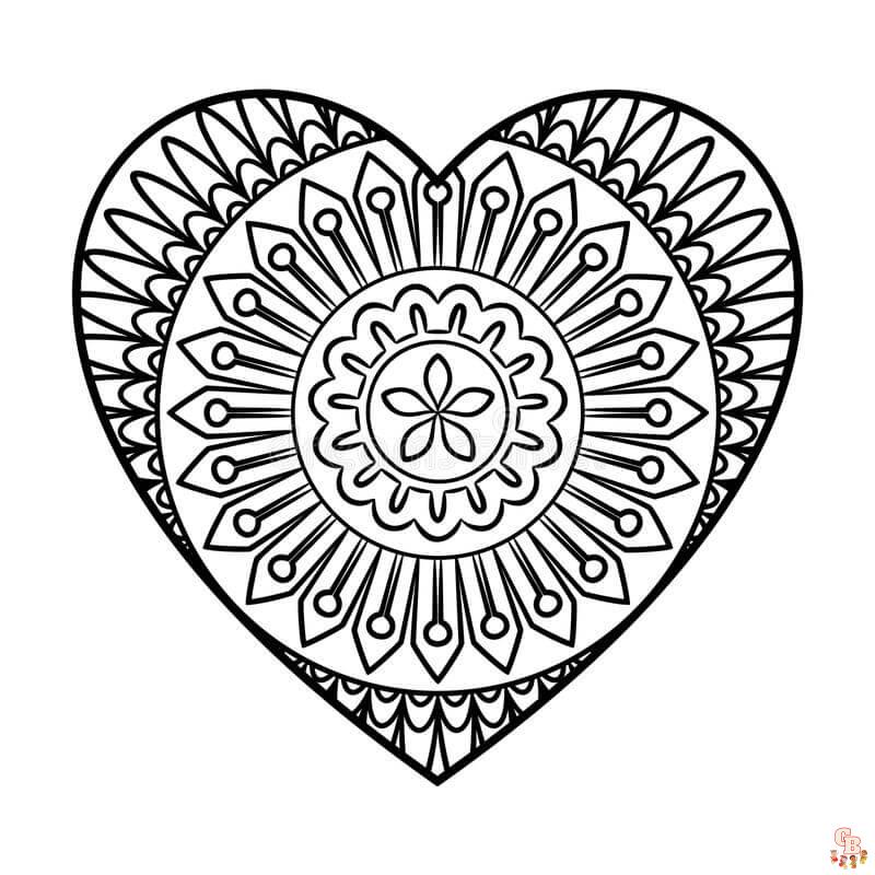 Coloriage Mandala coeur