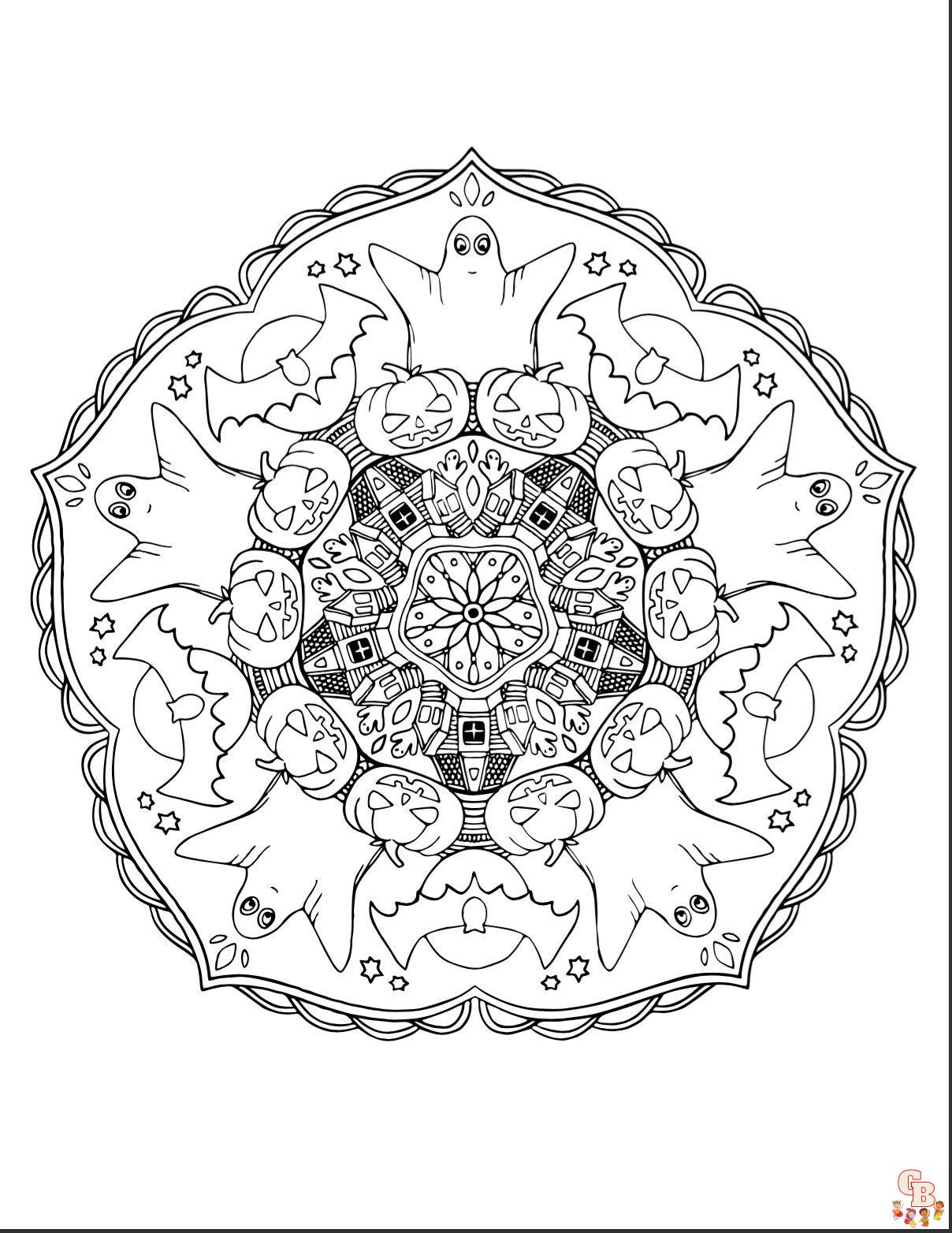 Coloriage Mandala dHalloween a colorier